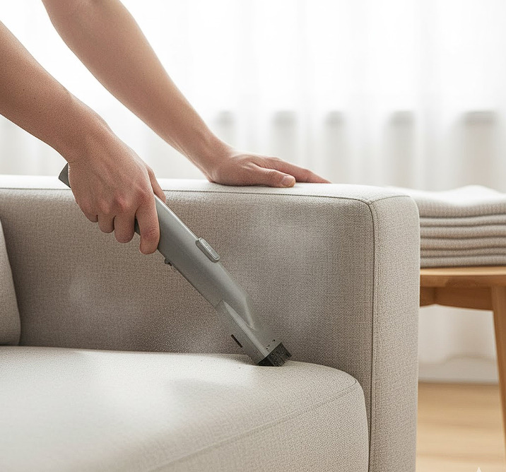 person vacuuming deep