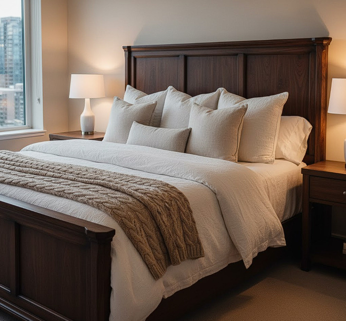 Bedroom with black wood